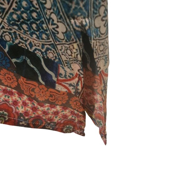 Johnny Was 100% Silk Georgette Paisley Crinkle Tunic Blouse Top Plus Size 1X - Picture 12 of 12